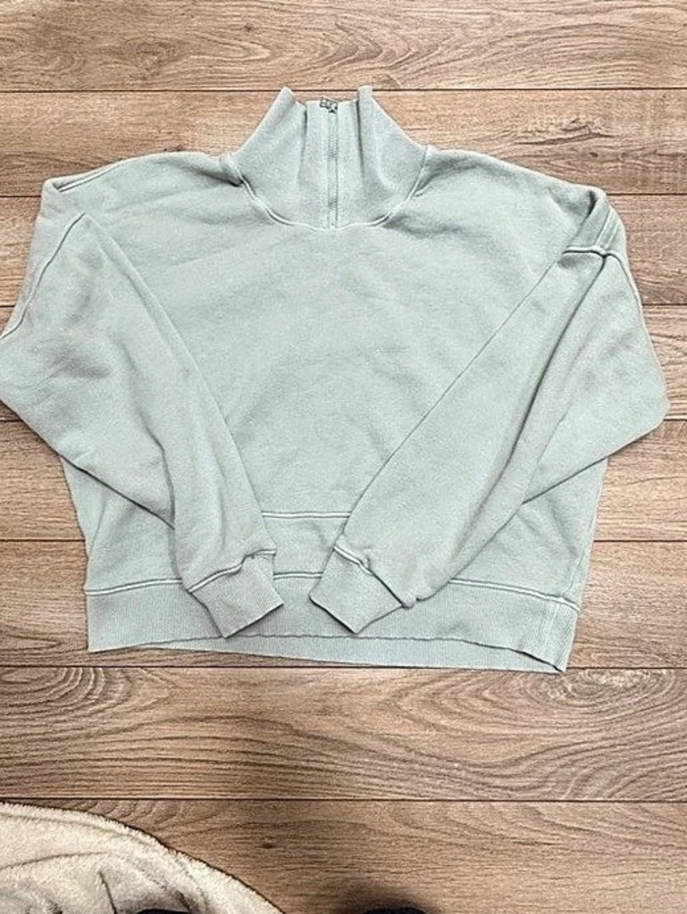 Outdoor Voices Nimbus 1/4 Zip Pullover Sage Green Organic Cotton Sweatshirt Size